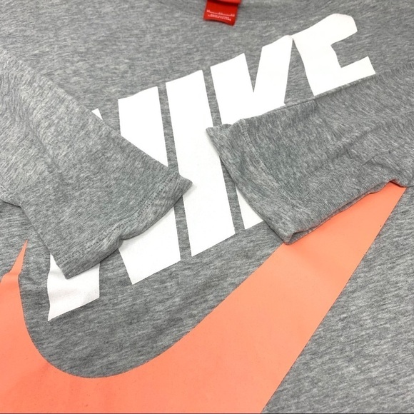 Nike Relaxed Fit Big Swish Logo Long Sleeve Shirt Size XL Gray Orange Scoop Neck - Picture 11 of 16